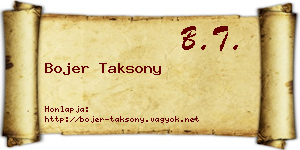 Bojer Taksony névjegykártya